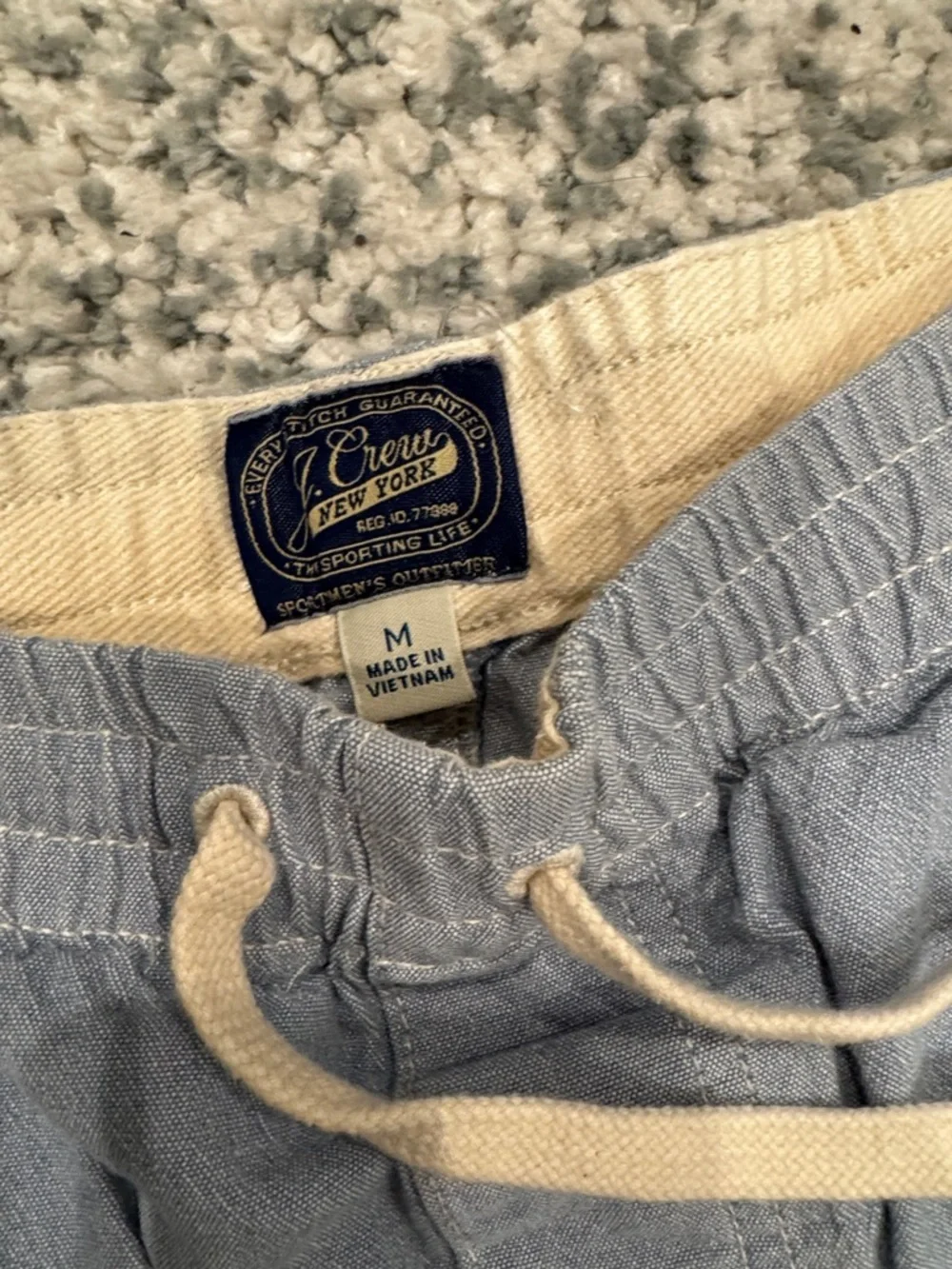 J. Crew Light Blue Drawstring Elastic Waist Men's Athletic Shorts